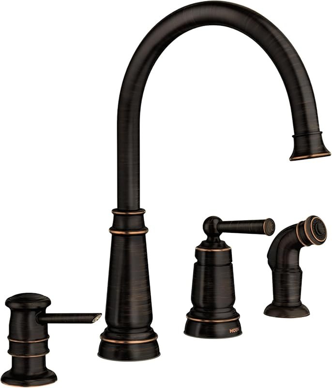Moen Mediterranean Bronze One-Handle High Arc Widespread Kitchen Fauce