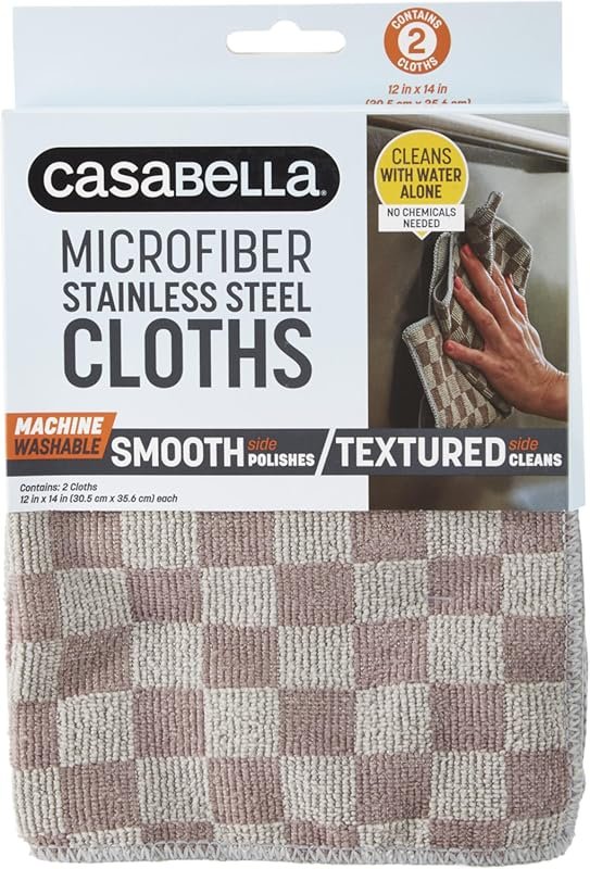 Casabella Microfiber Stainless Steel Cloth – Reusable Cleaning Rag for