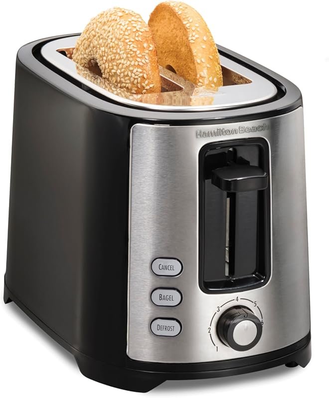 Hamilton Beach Wide Slot Toaster: Bagel & Defrost Settings, 7 Shades, 