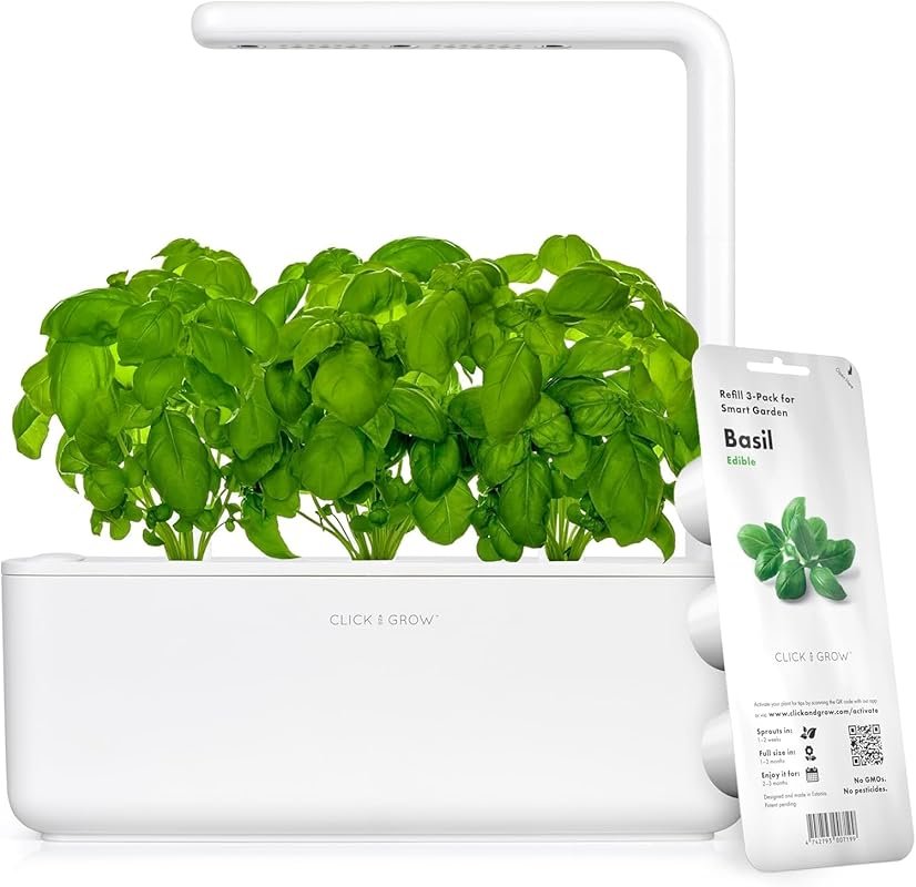 Click & Grow Smart Indoor Herb Garden with Grow Light & Basil Pods – W