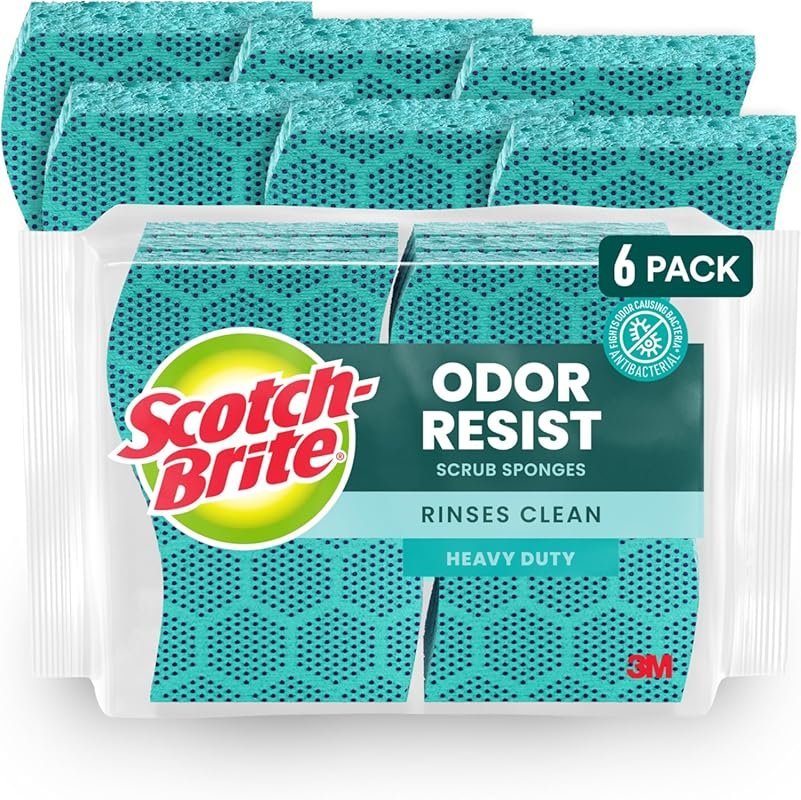 Scotch-Brite Odor Resist Heavy Duty Scrub Sponge – Dishwasher-Safe, Mu