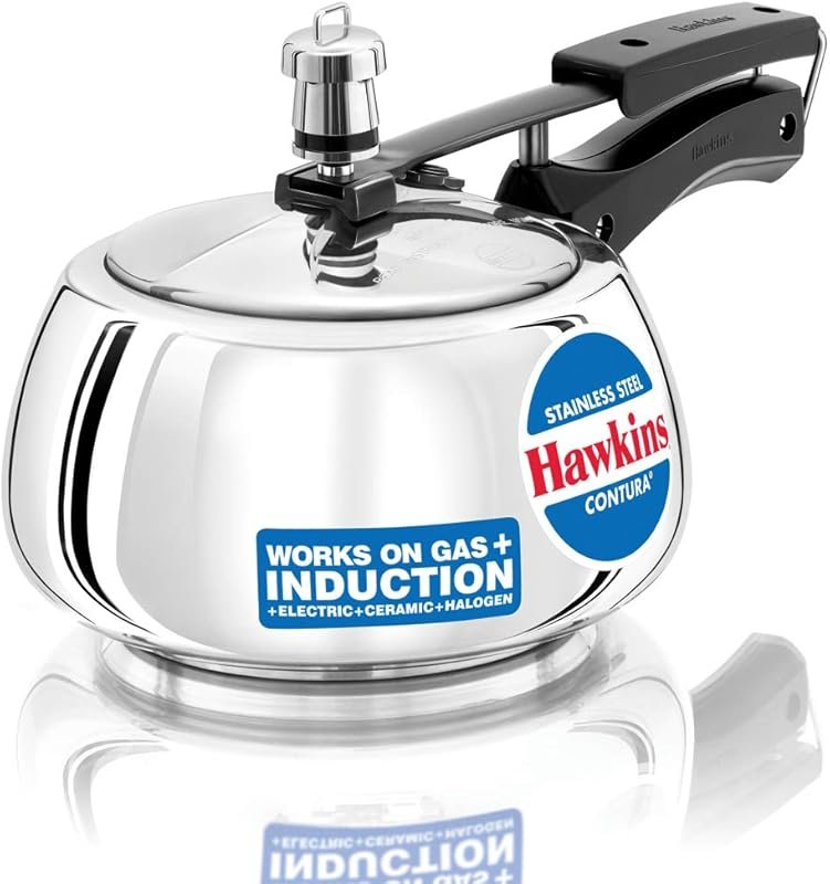 Hawkins SSC20 2-Litre Stainless Steel Contura Pressure Cooker with Han