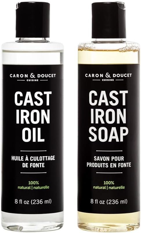CARON & DOUCET Cast Iron Set: Plant-Based Soap & Oil for Cleaning, Res