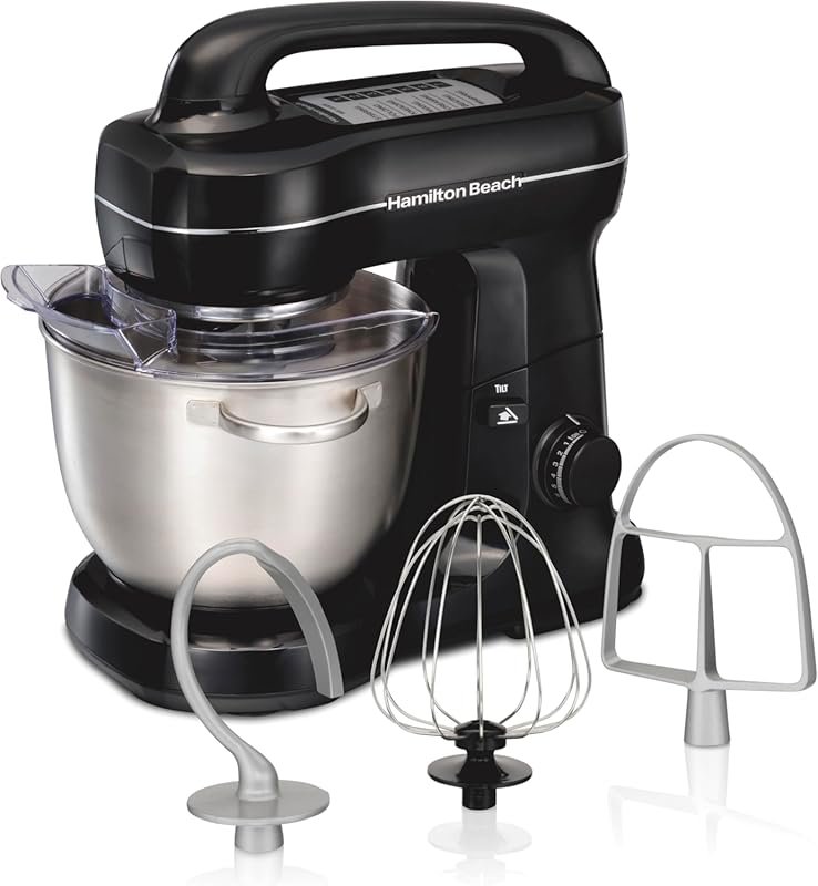 Hamilton Beach Electric Stand Mixer, 4QT, 7 Speeds with Dough Hook & W