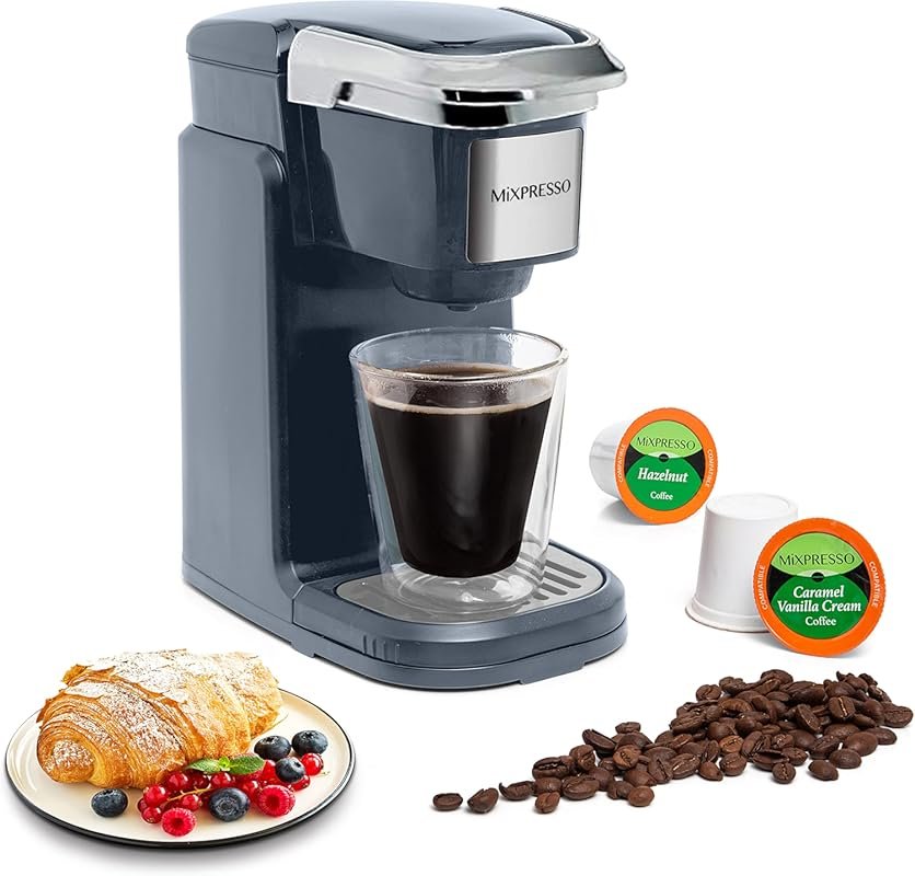 Mixpresso One-Touch Single Cup Coffee Brewer, Quick Brew, 12oz Grey Co