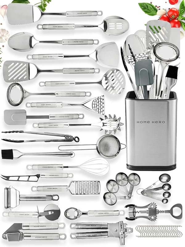 Home Hero 54-Piece Nonstick Silicone & Stainless Steel Kitchen Utensil