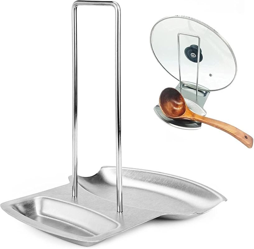 Kitchen Pan Lid Holder Stainless Steel Utensil Organizer with Drip Tra