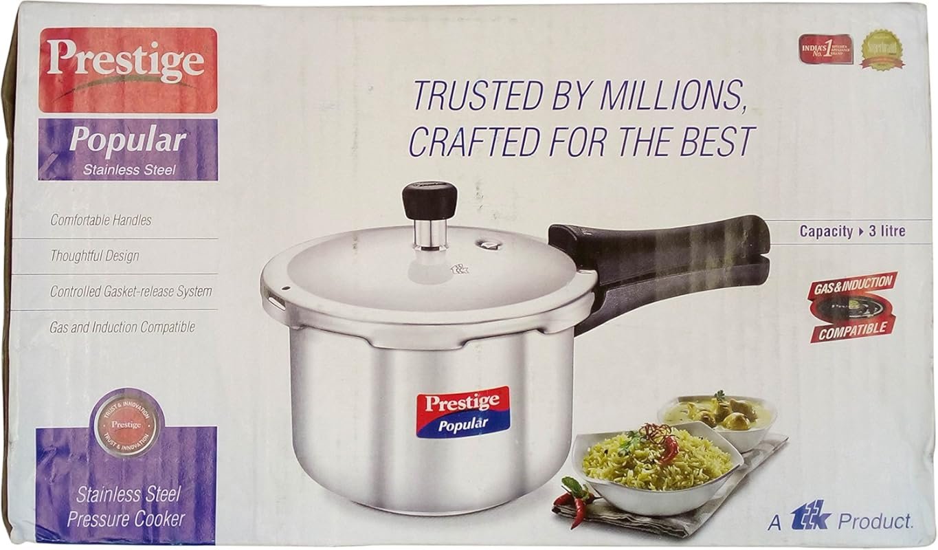 Prestige Popular 3 Liter Stainless Steel Pressure Cooker