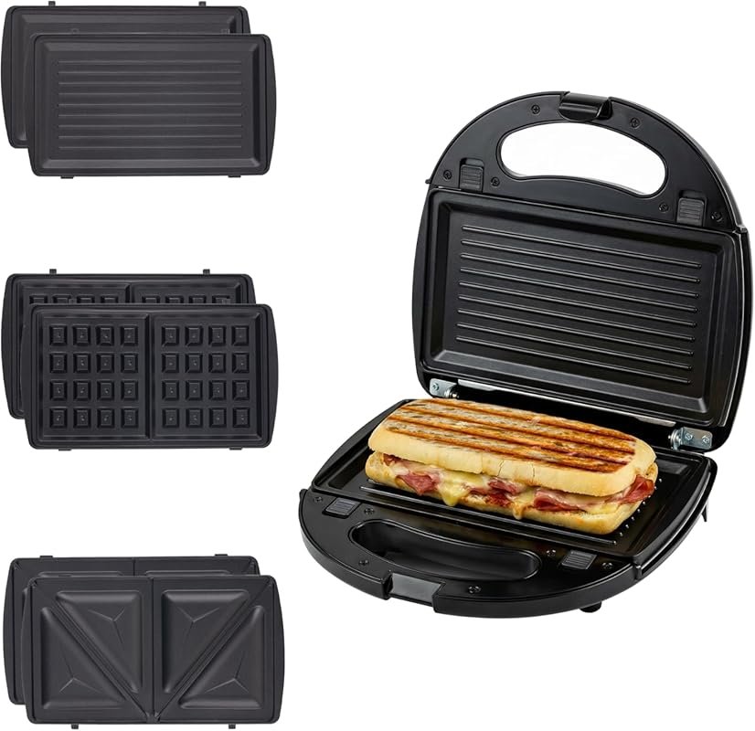 OVENTE 3-in-1 Electric Sandwich Maker, Panini Press & Waffle Iron with