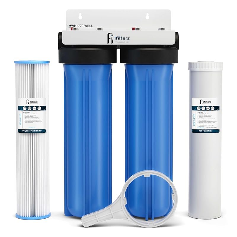 iFilters 2-Stage Well Water Filtration Reduces Rust, Iron, Chlorine & 