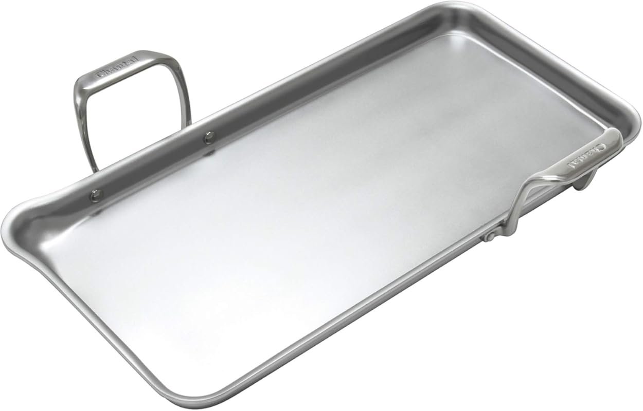 Chantal Brushed Stainless Steel Griddle 19×9.5‑Inch