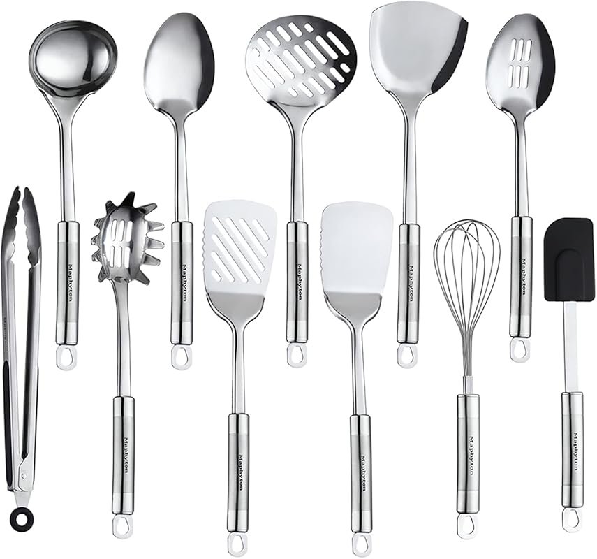 11-Piece Stainless Steel Cooking Utensil Set with Nonstick Gadgets & S