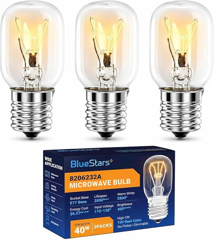 E17 40W 125V BlueStars Microwave Light Bulb Replaces 8206232A 1890433 
