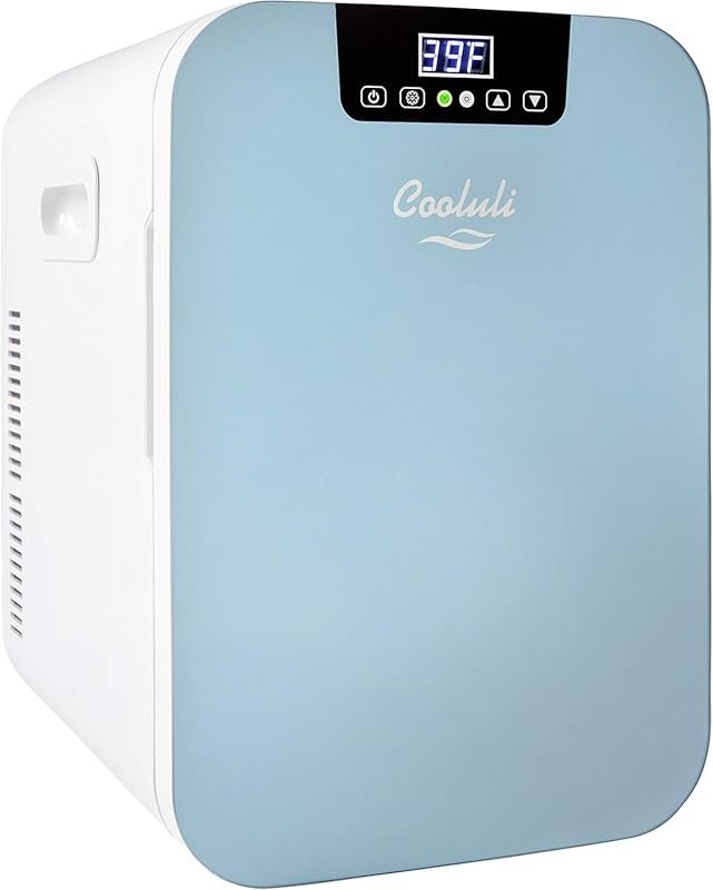 Cooluli 20L Glass Front Mini Fridge for Bedroom, Car & Dorm with Digit