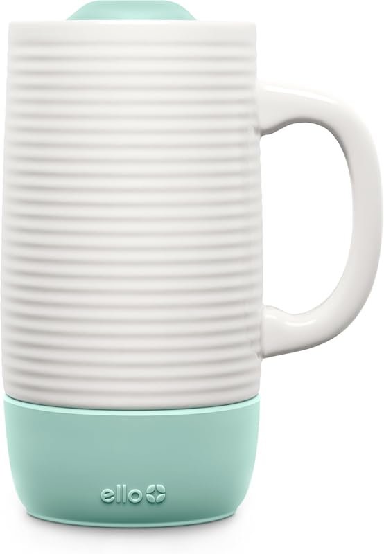 Ello Jane 18oz Ceramic Travel Mug with Handle, Splash-Resistant Lid, B