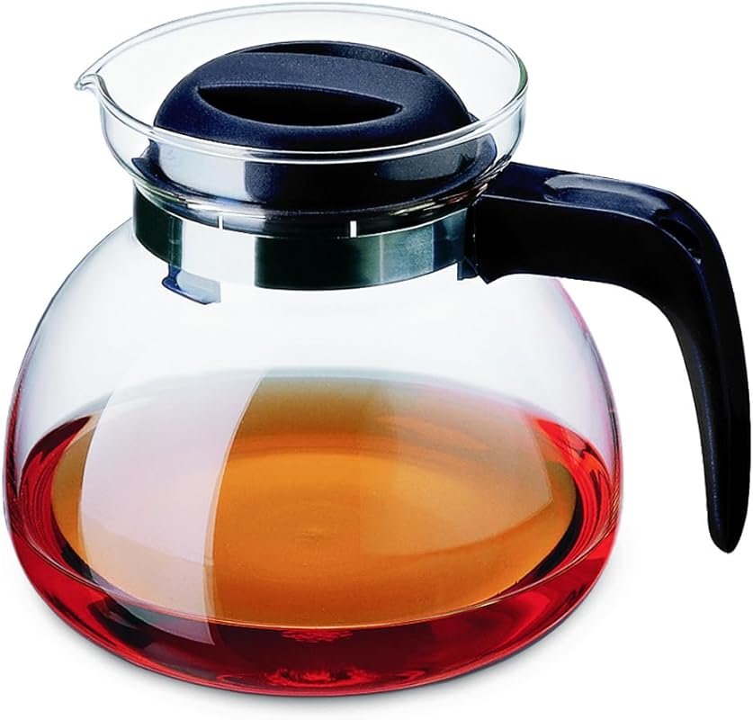 Simax 2.5 Quart Glass Teapot – Stay-Cool Handle, Borosilicate, Dishwas