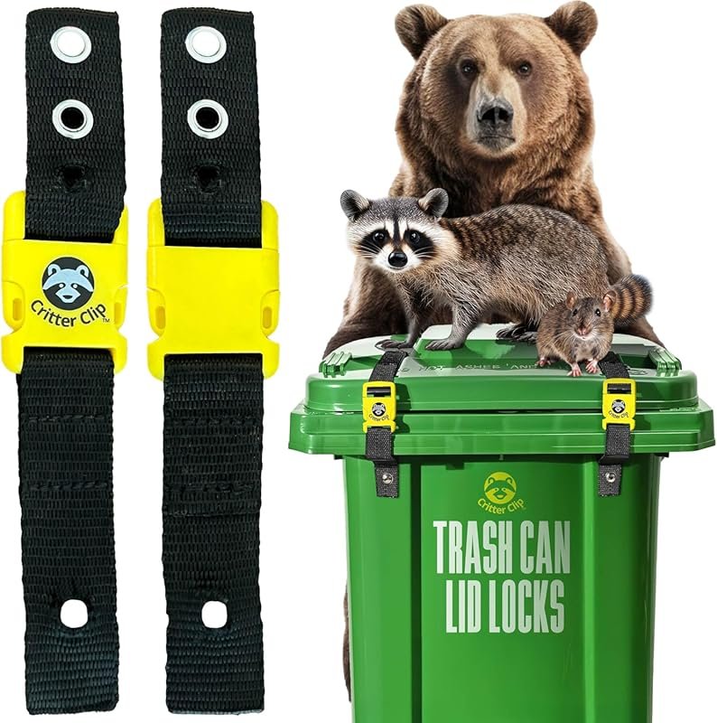 Critter Clip Trash Can Locks – Heavy Duty Bear & Raccoon Proof Straps 