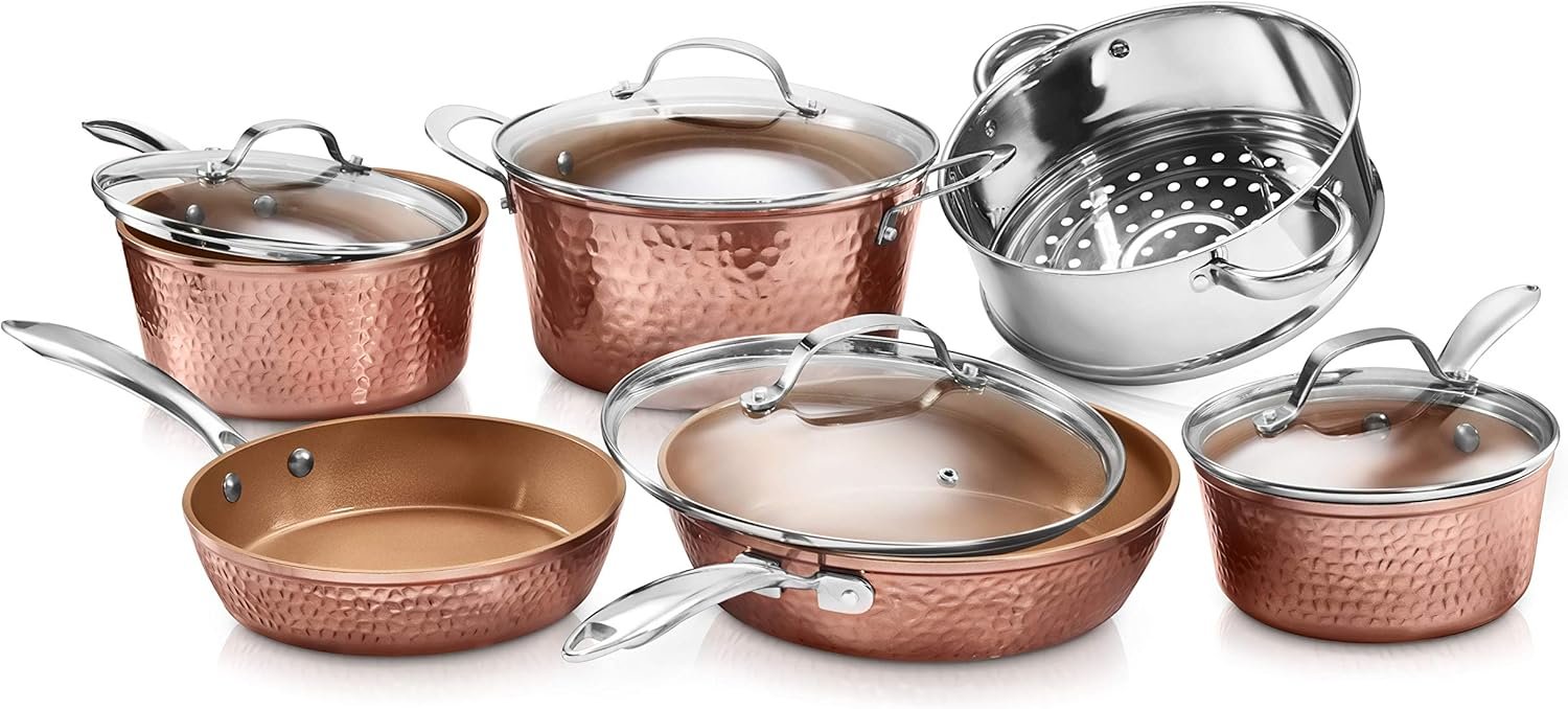 Gotham Steel 10 Piece Hammered Ceramic Cookware Set with Triple Coated
