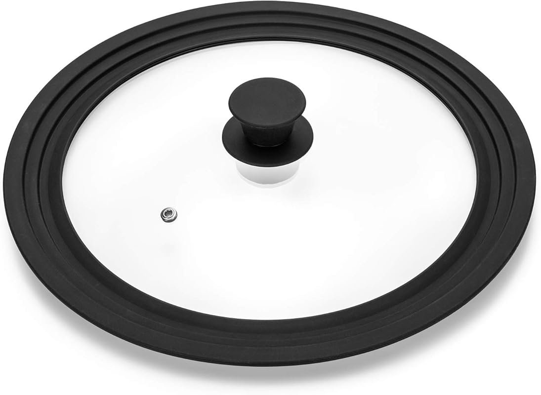 Universal Tempered Glass Lid with Heat Resistant Silicone Rim Fits 10.