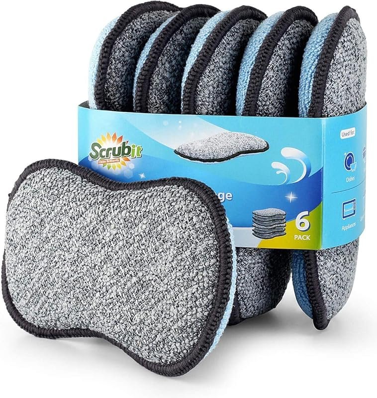 Scrub-it Multi-Purpose Microfiber Sponge – Heavy Duty, Non-Scratch Cle
