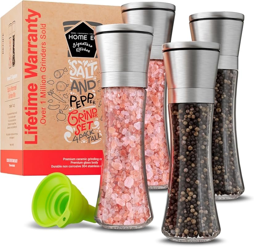 Home EC Original Stainless Steel Salt & Pepper Grinder Set of 4 – Adju