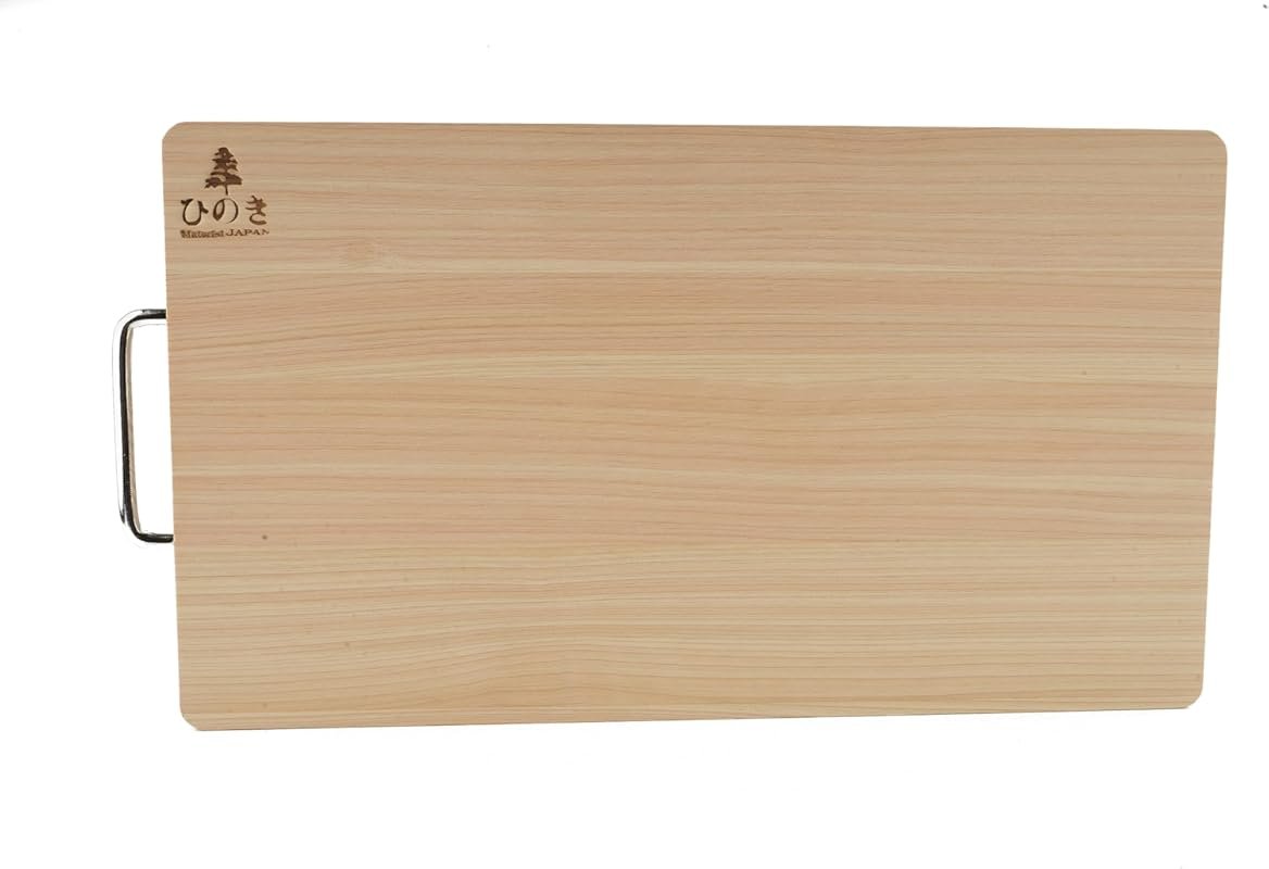 BOUMBI Hinoki Wood Reversible Cutting Board with Metal Handle – Durabl