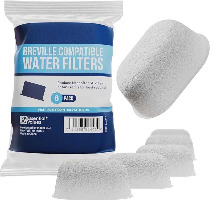 Essential Values Water Filter 6-Pack for Breville Espresso Machines, A