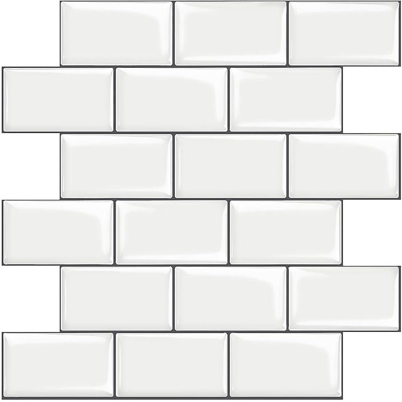 STICKGOO 10-Sheet White Subway Tiles Peel and Stick Backsplash, Thicke