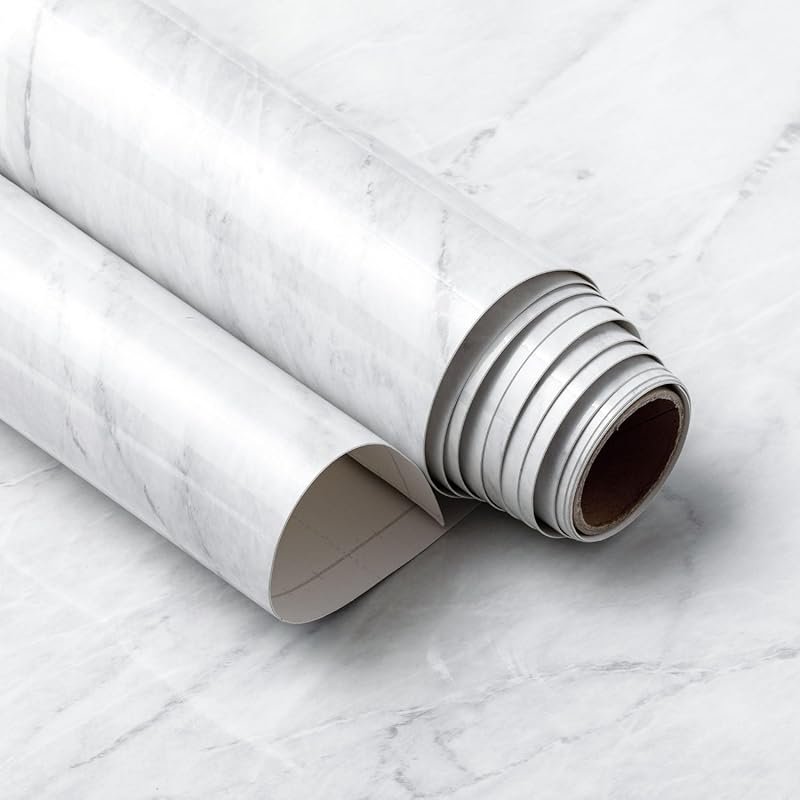Very Berry Sticker Marble Contact Paper, White Waterproof Vinyl Peel a