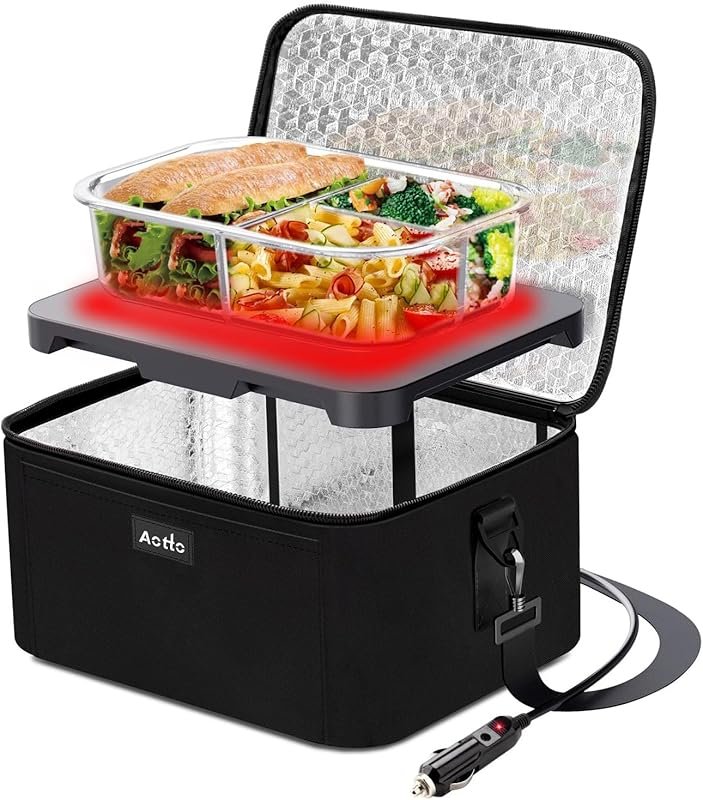 Aotto 2‑in‑1 Heated Lunch Box – 12V/24V Vehicle Plug Food Warmer, Mini