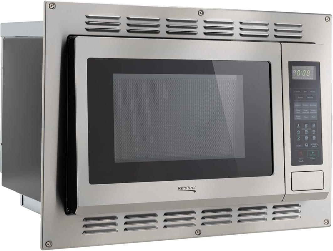 RecPro RV Convection Microwave, 1.1 cu ft Stainless Steel, 120V Direct
