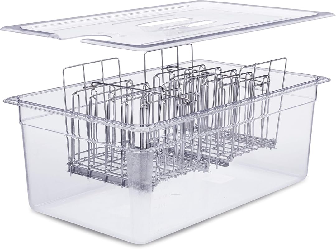VÄESKE 26 QT Durable Polycarbonate Sous Vide Container with Lid, Rack 