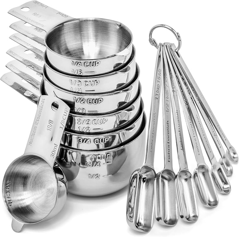 Hudson Essentials 14-Piece Stainless Steel Measuring Cups and Spoons S