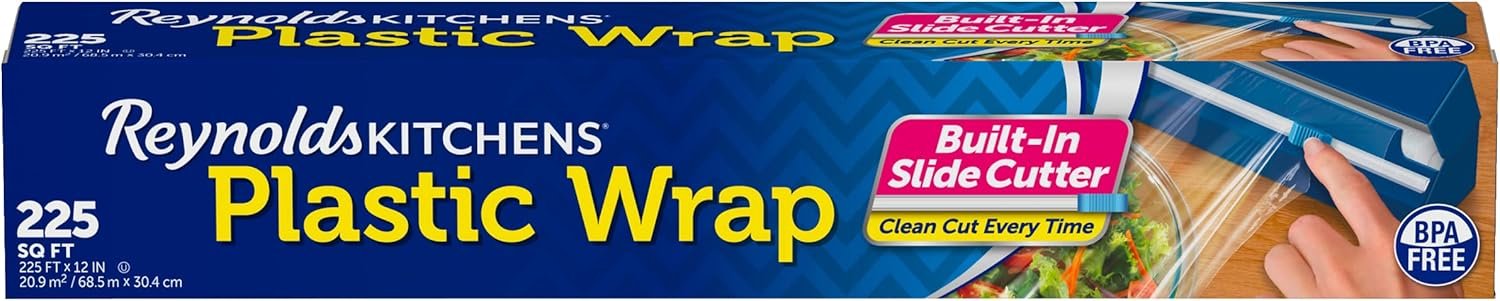 Reynolds Kitchens Quick Cut Plastic Wrap, 225 sq ft, Easy-Release Roll