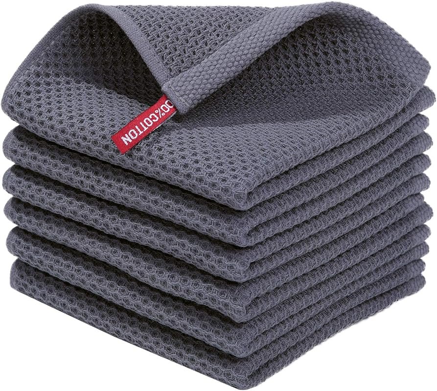 Homaxy 100% Cotton Waffle Weave Dish Towels, Ultra Soft Quick Drying 6