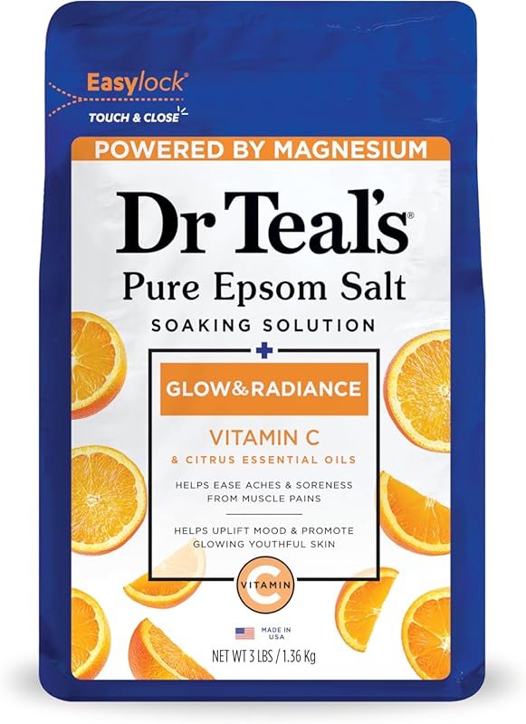 Dr Teal's Pure Epsom Magnesium Salt Soak, Glow & Radiance with Vitamin