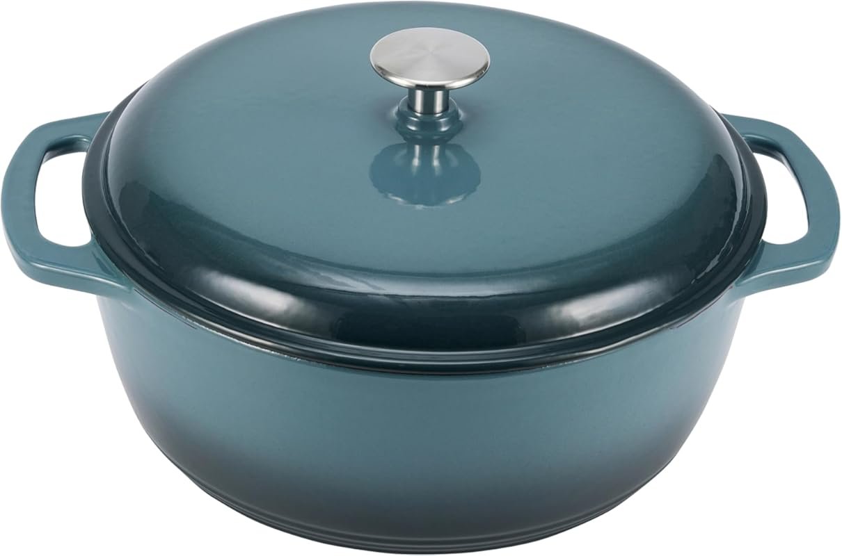Amazon Basics Enameled Cast Iron Dutch Oven – 6-Quart, Gray, Dual Hand