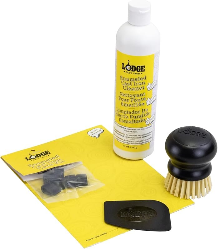 Lodge Enameled Cast Iron Cleaner Kit Includes Scraper, Brush & Protect
