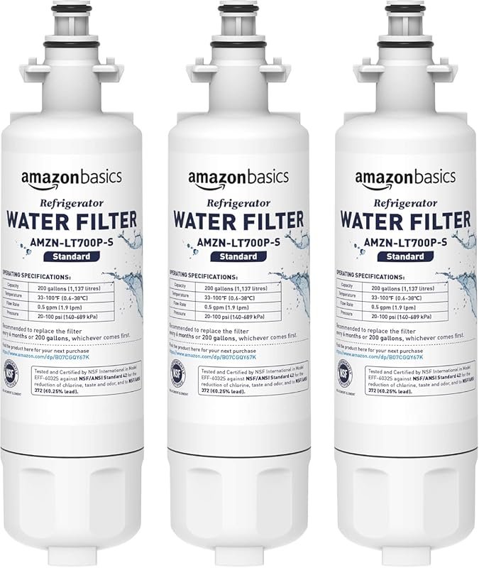 Amazon Basics LT1000P Refrigerator Water Filter, NSF Certified, Reduce