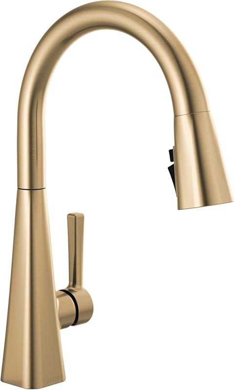 Delta Lenta Brushed Gold Kitchen Faucet with Pull Down Sprayer, Single