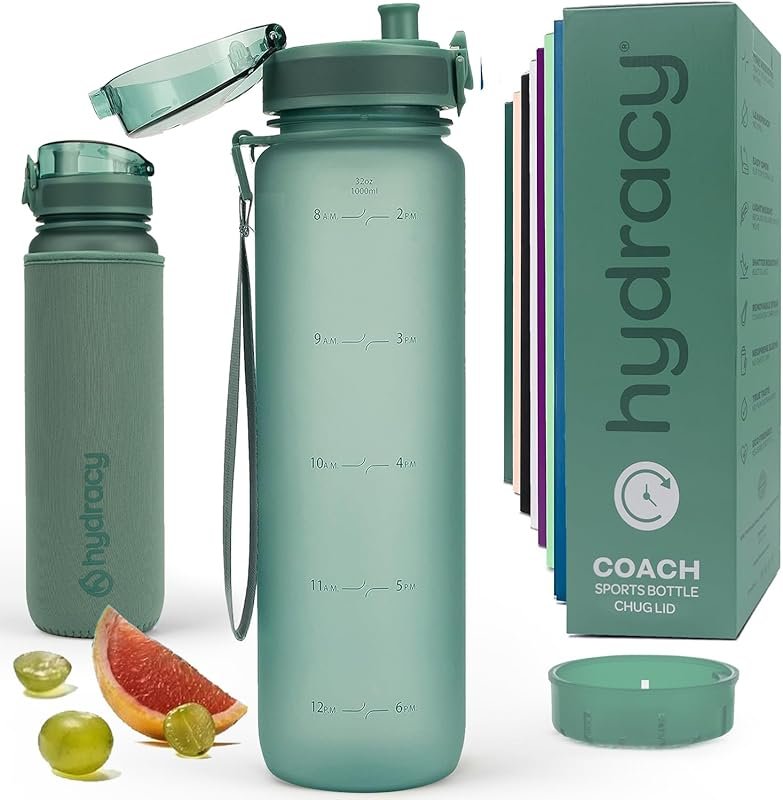 Hydracy Large BPA-Free Water Bottle with Time Marker, Leak-Proof & Fru