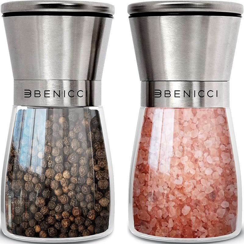 Stainless Steel Salt & Pepper Grinder Set (5oz) – Manual Ceramic Mills