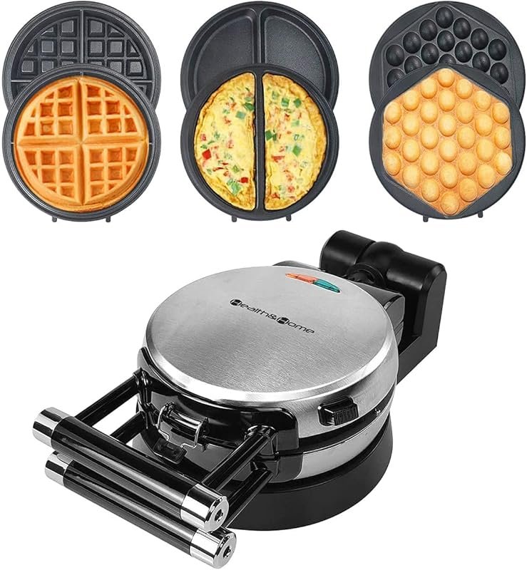 Health and Home 3-in-1 Waffle & Omelet Maker with 360 Rotating Belgian
