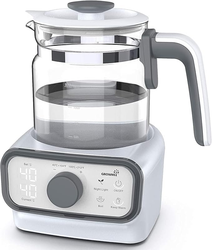 GROWNSY Baby Instant Warmer, 1.2 L Glass Water Boiler with LCD Display