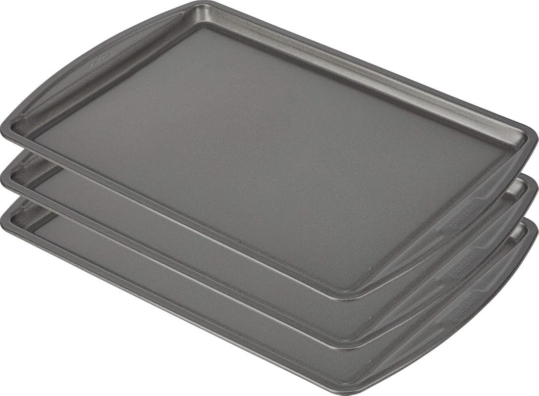 GoodCook Everyday Carbon Steel Baking Sheet Set, 3 Pack, 13” x 9” Stan
