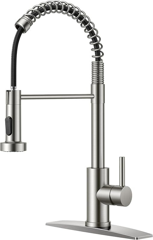 FORIOUS Brushed Nickel Commercial Kitchen Faucet with Pull Down Spraye