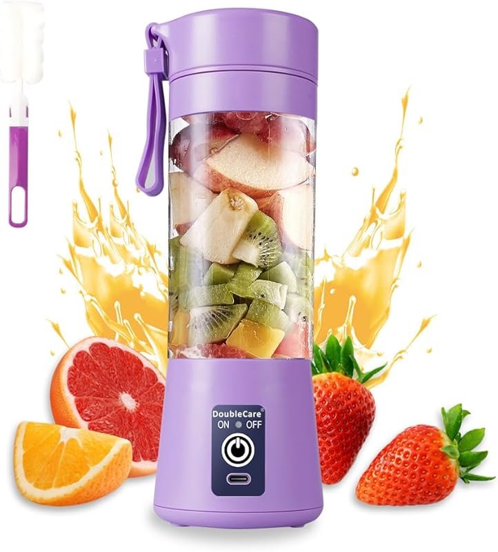 Light Purple 380 ml Portable Blender Cup, USB‑C Electric Juicer with S