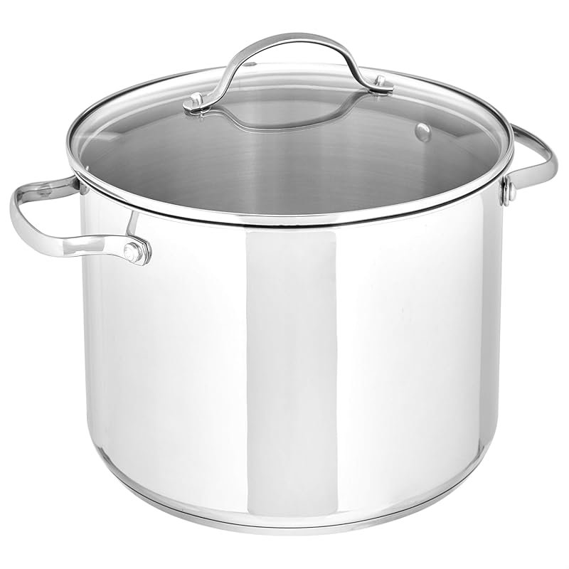 Amazon Basics 8 Quart Stainless Steel Stock Pot with Glass Lid, Induct