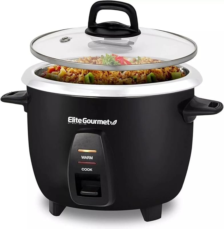 Elite Gourmet ERC2010B 10‑Cup Electric Rice Cooker with Stainless Stee