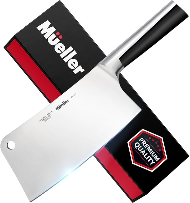 Mueller 7-Inch Meat Cleaver Butcher Knife with German High Carbon Stee